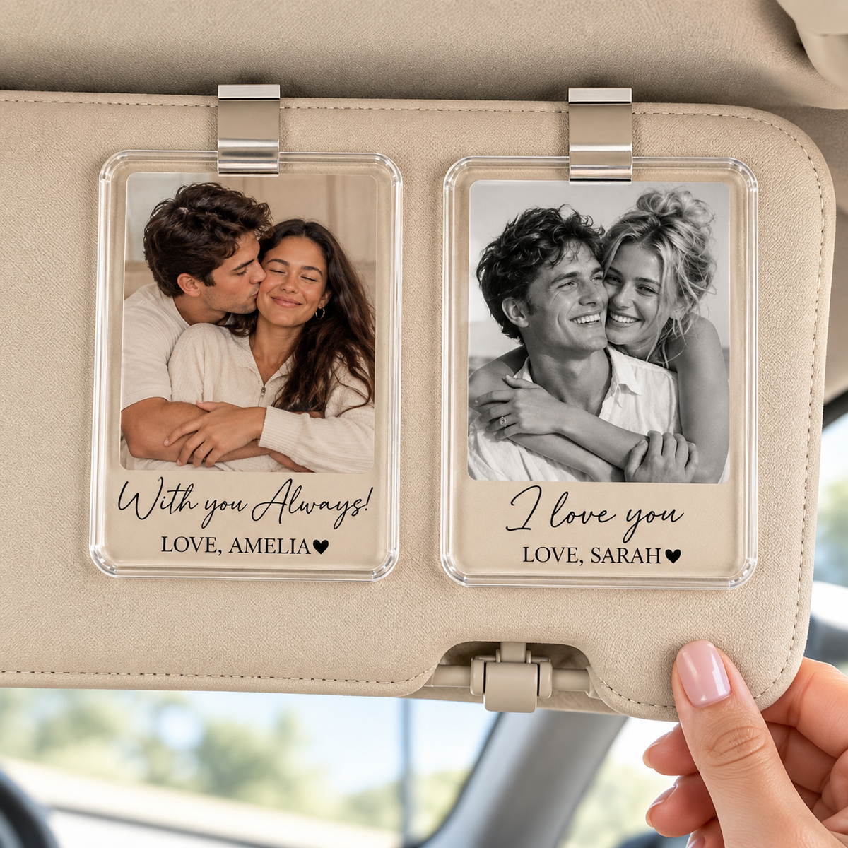 Personalized Couple Photo Car Visor Clip, Drive Safe I Love You Romantic Gifts for Him, Unique Anniversary Gift for Husband, Sun Visor Clip