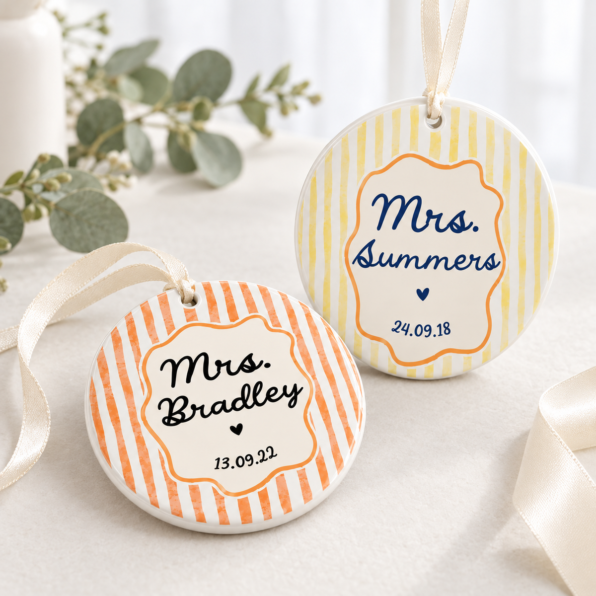 Personalized Mr Mrs Stripe Mug, Engagement Mug, Newly Engaged Gift, Bride Groom Mugs, Custom Wedding Mugs, Anniversary Gift, His Hers Mugs