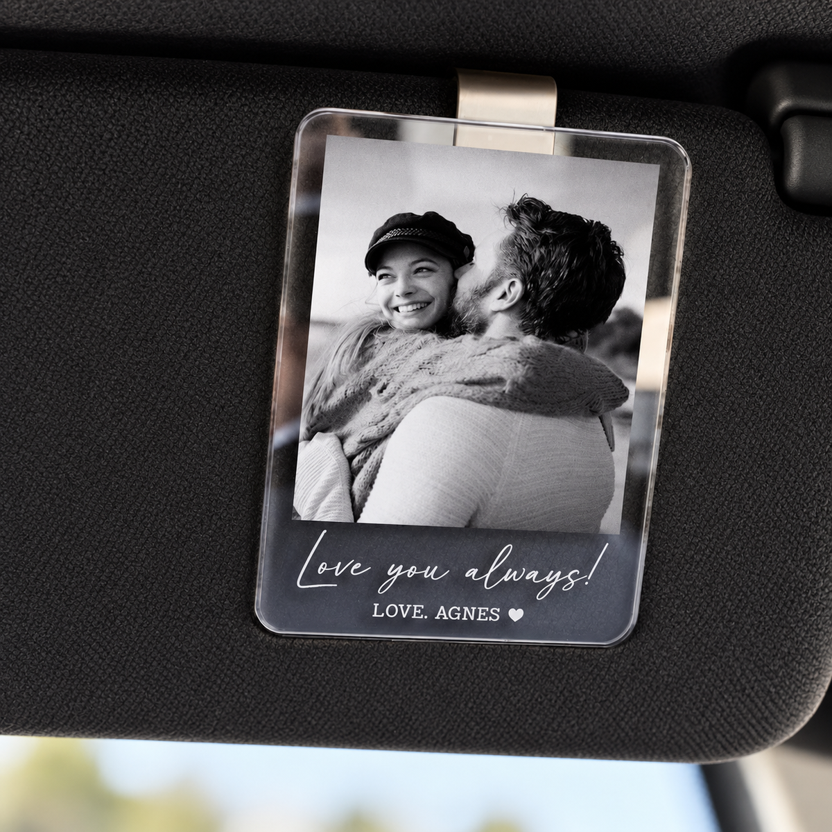 Personalized Couple Photo Car Visor Clip, Drive Safe I Love You, Anniversary Gift for Him, Gifts for Boyfriend, Husband, Drive Safe Gift