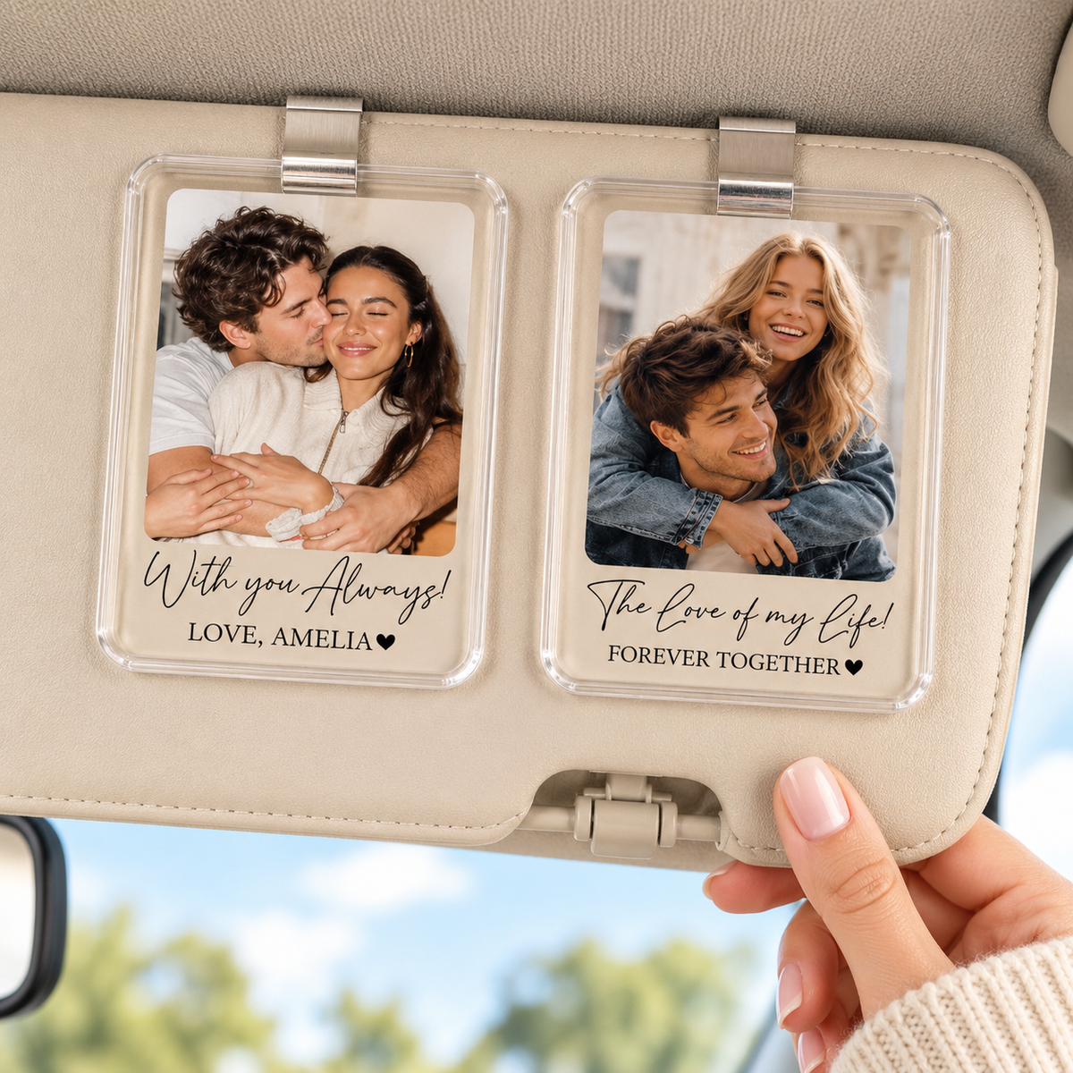 Personalized Couple Photo Car Visor Clip, Drive Safe I Love You Romantic Gifts for Him, Unique Anniversary Gift for Husband, Sun Visor Clip