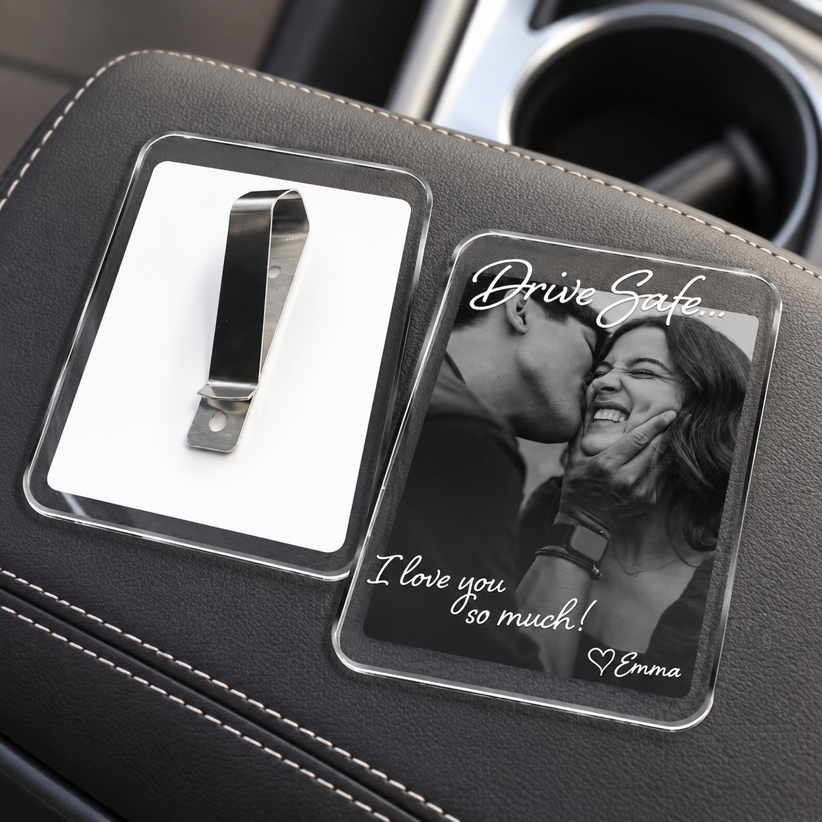 Custom Photo Car Visor Clip Gift for Him, Drive Safe Gift, Custom Couple Photo Keepsake Gift, Valentine’s Gift for Boyfriend or Husband