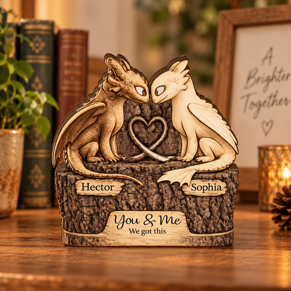 Personalized Dragon Couple Wooden Block, Custom Name Dragon Sign, How To Train Decor , Fantasy Dragon Lover Gift, Anniversary Couple Gift