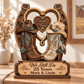 Personalized Western Cowboy Boots & Horseshoe Wooden Plaque, Forever & Always Anniversary Gift for Couples