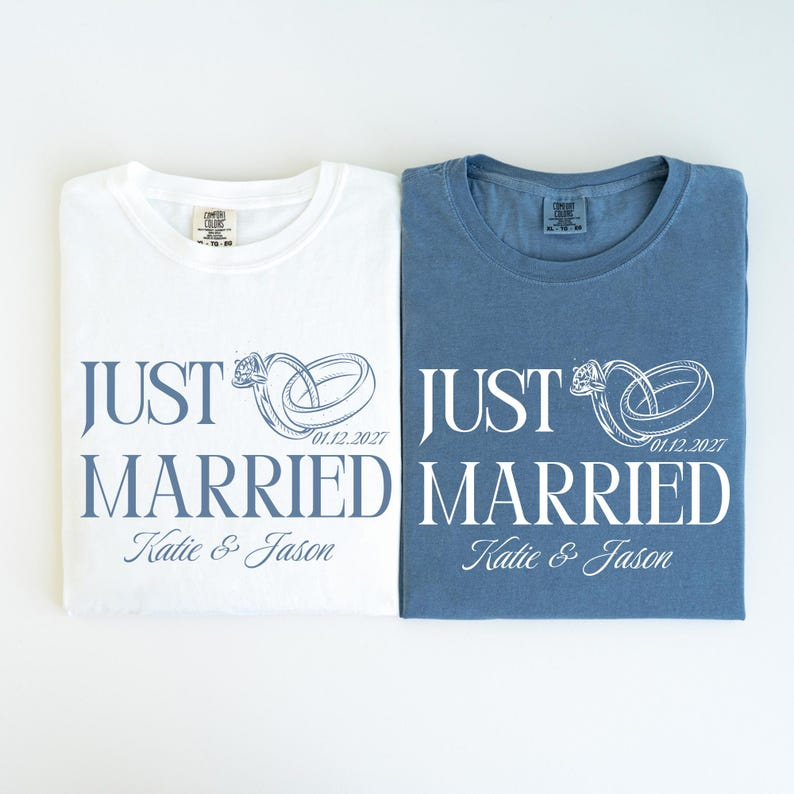 Custom Just Married Shirt ,Matching Couples Shirt Honeymoon Tees Mr and Mrs Gift for Newlyweds