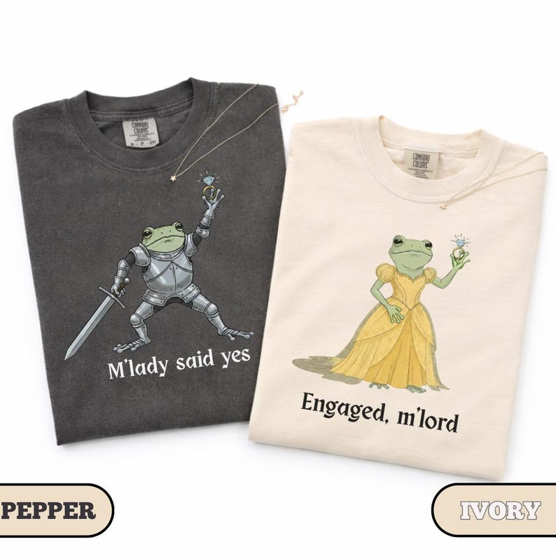 Funny Frog Engagement Shirt, Matching Couples Tee, Renaissance Medieval Humor, Engagement Announcement Gift