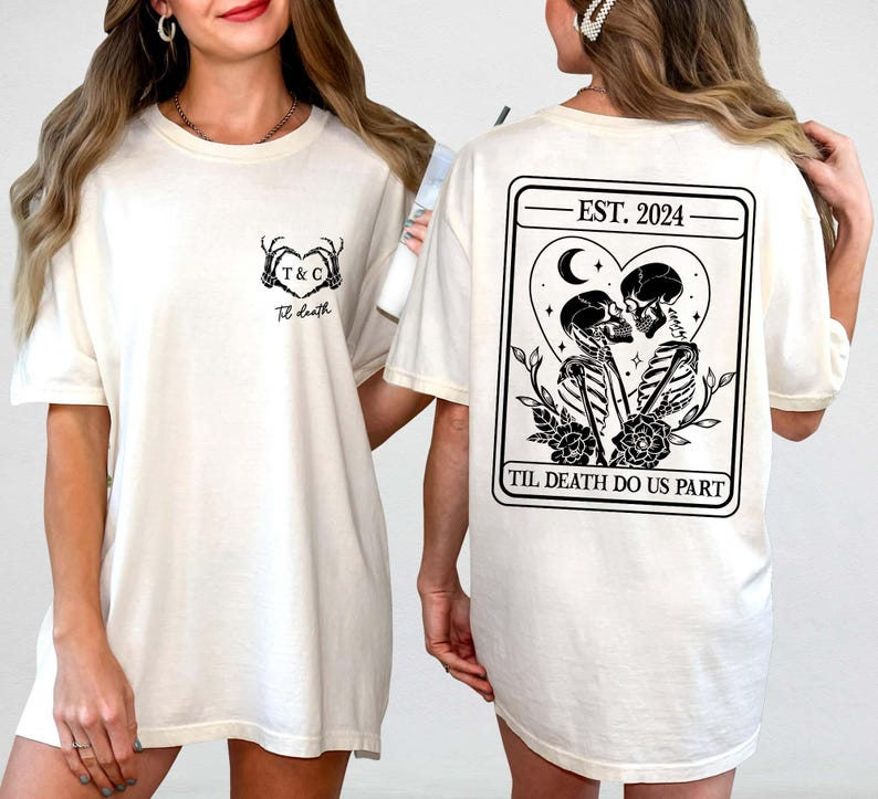 Gothic Anniversary Tshirt, Til Death Do Us Part, Goth Bride Groom Gift Sweatshirt,Skeleton Wedding Gift,Gothic Bride Shirt,Anniversary Gift