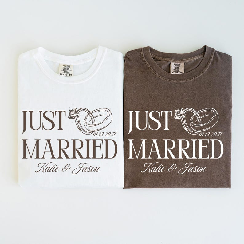Custom Just Married Shirt ,Matching Couples Shirt Honeymoon Tees Mr and Mrs Gift for Newlyweds