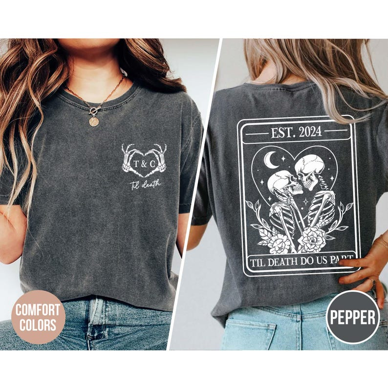 Gothic Anniversary Tshirt, Til Death Do Us Part, Goth Bride Groom Gift Sweatshirt,Skeleton Wedding Gift,Gothic Bride Shirt,Anniversary Gift