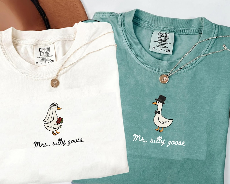 Mr And Mrs Silly Goose Shirt, Newlywed Matching Couple Tee, Bride And Groom Funny Honeymoon Shirt, Wedding Gift Anniversary