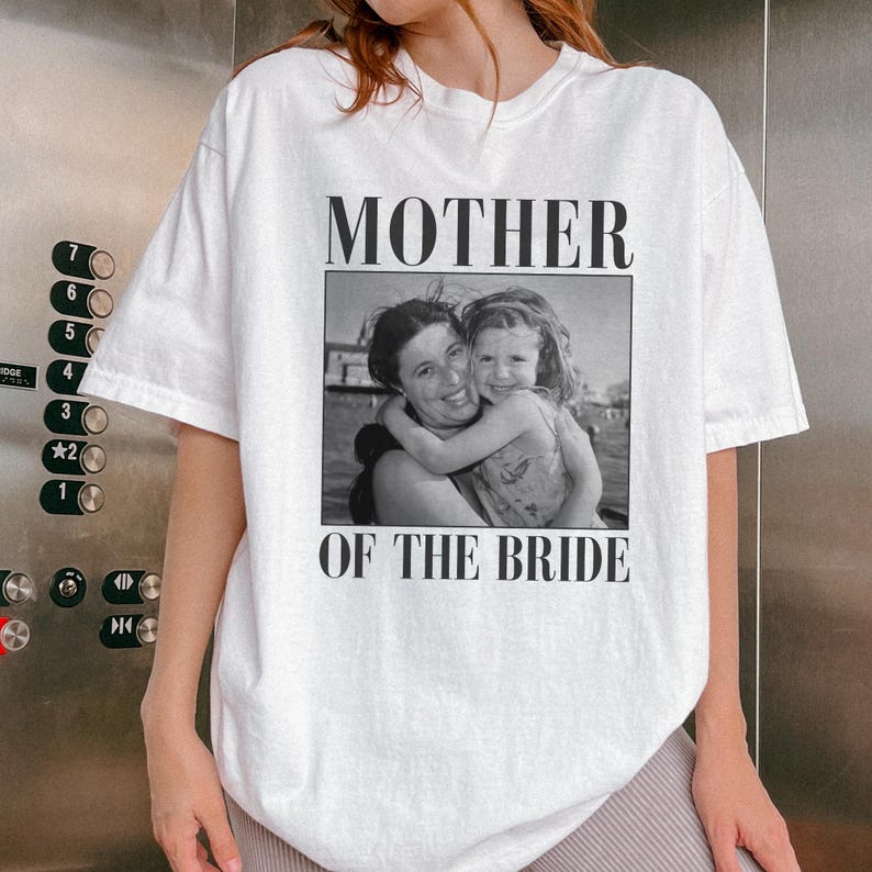 Custom Mother & Father of the Bride Shirts, Personalized Photo Comfort Colors Tees, Wedding Gift for Parents