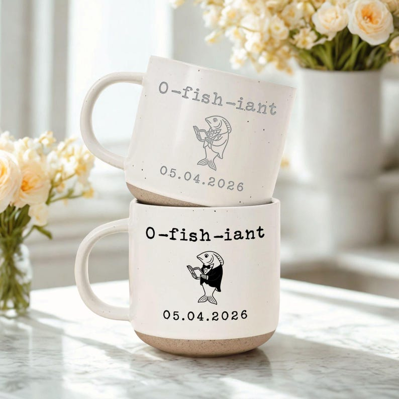 Funny Officiant Pottery Mug, Custom Fisherman O-Fish-Iant, Marriage Officiant Proposal Gift, Gift for Fisherman O-fish-iant