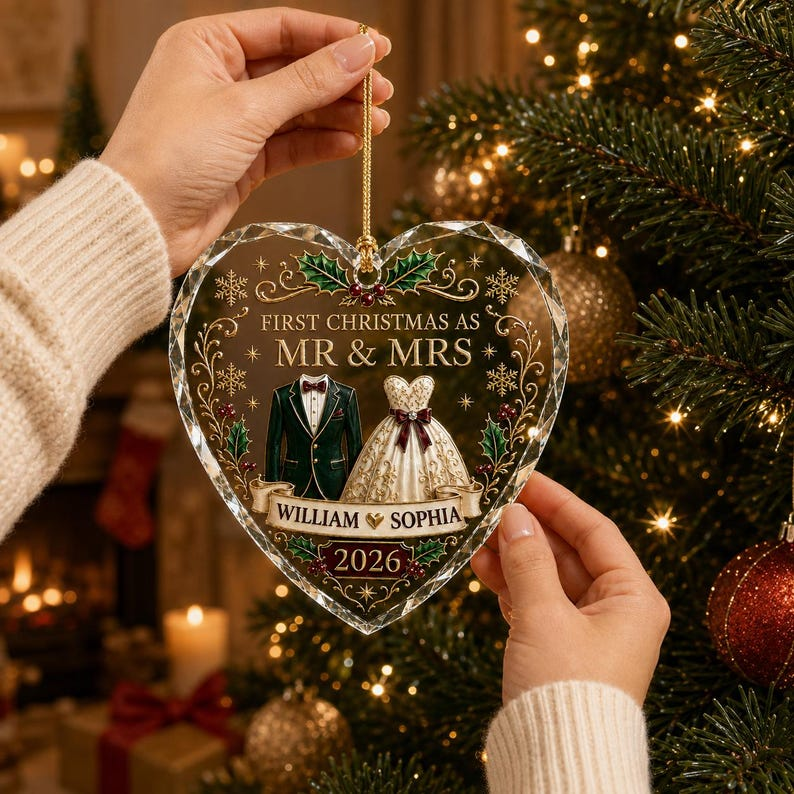 First Christmas as Mr and Mrs Ornament, Personalized Newlywed Ornament, Custom Names Wedding Keepsake 2026