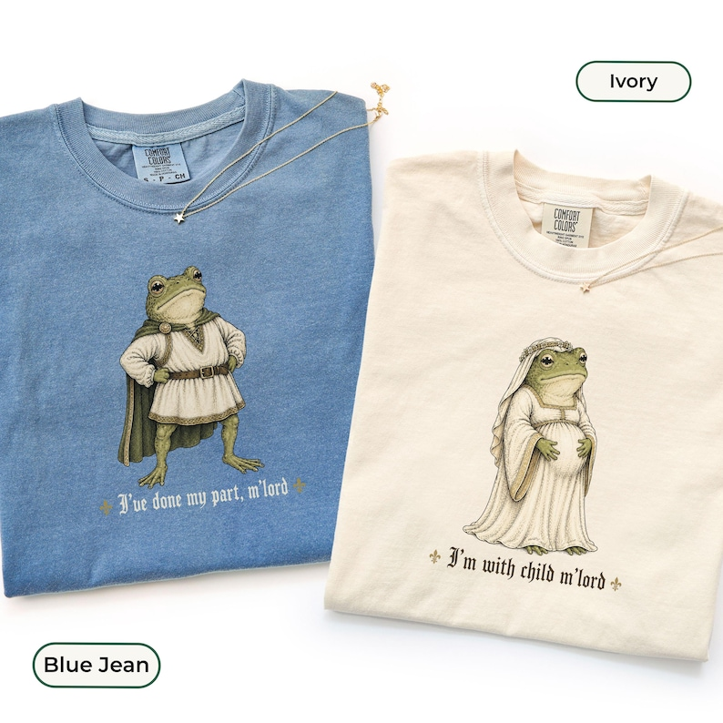 Funny Matching Pregnancy Reveal Shirt, Medieval Frog Pregnant Tee, His and Her Baby T-Shirt, Whimsical Mama Gift, Pregnancy Announcement Top