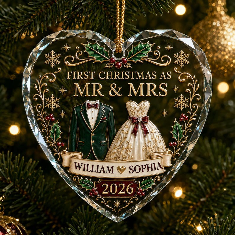 First Christmas as Mr and Mrs Ornament, Personalized Newlywed Ornament, Custom Names Wedding Keepsake 2026