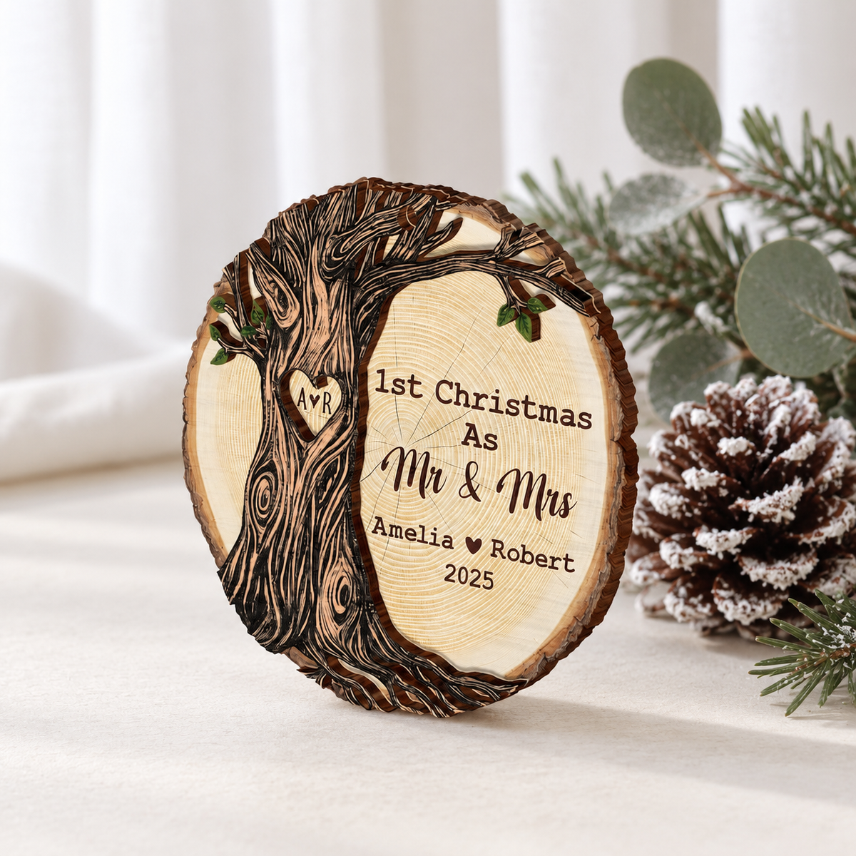 First Christmas as Mr & Mrs Decoration, First Christmas Married Keepsake, Married First Christmas Wooden Ornament, Mr Mrs Ornament, Married