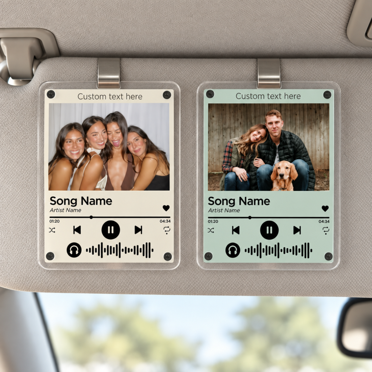 Custom Song & Photo Car Visor Clip, Valentines Day Gift For Him, Drive Safe Photo Couples Visor Clip, Boyfriend Husband Gifts, Music Display
