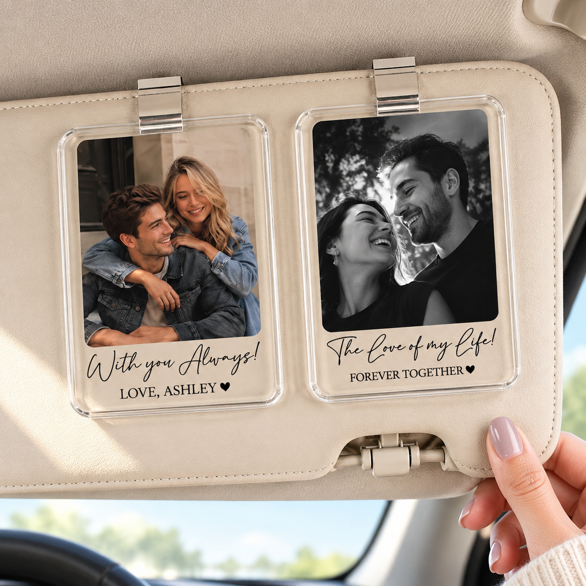 Personalized Couple Photo Car Visor Clip, Drive Safe I Love You Romantic Gifts for Him, Unique Anniversary Gift for Husband, Sun Visor Clip