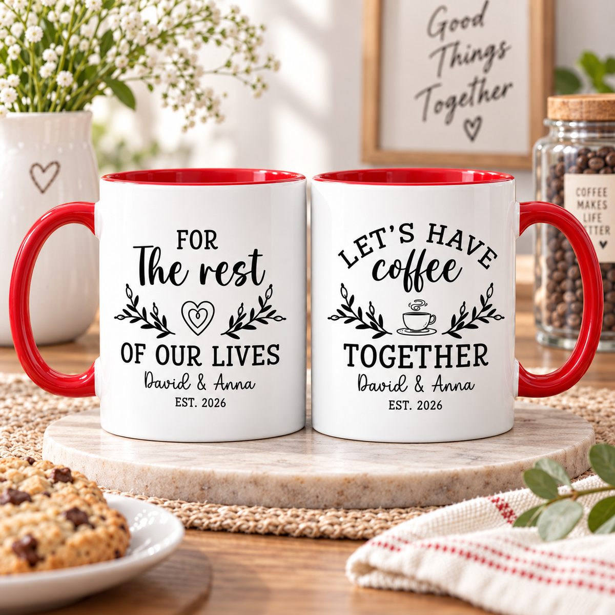 Let's Have Coffee Together Mug, Couples Coffee Set, Wedding Couple Mugs, Engagement Gift, Husband and Wife Coffee Mugs, Mr Mrs Gifts