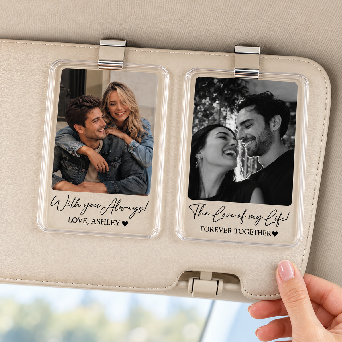 Personalized Couple Photo Car Visor Clip, Drive Safe I Love You Romantic Gifts for Him, Unique Anniversary Gift for Husband, Sun Visor Clip