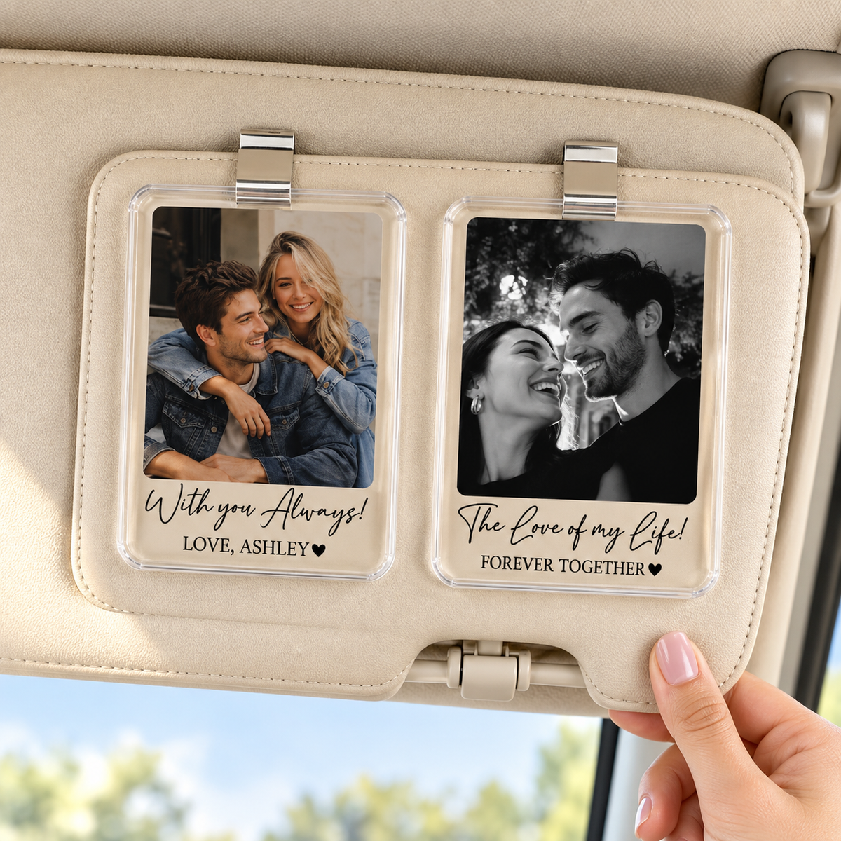 Personalized Couple Photo Car Visor Clip, Drive Safe I Love You Romantic Gifts for Him, Unique Anniversary Gift for Husband, Sun Visor Clip