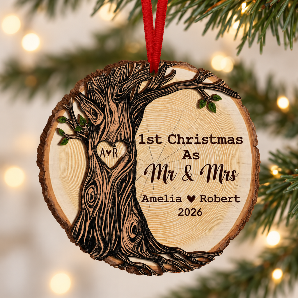First Christmas as Mr & Mrs Decoration, First Christmas Married Keepsake, Married First Christmas Wooden Ornament, Mr Mrs Ornament, Married