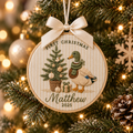 Personalized Mallard Duck Ornament, Embroidered Christmas Tree First Christmas Baby Name Hoop, Baby 1st Christmas Ornament, Baby Shower Gift