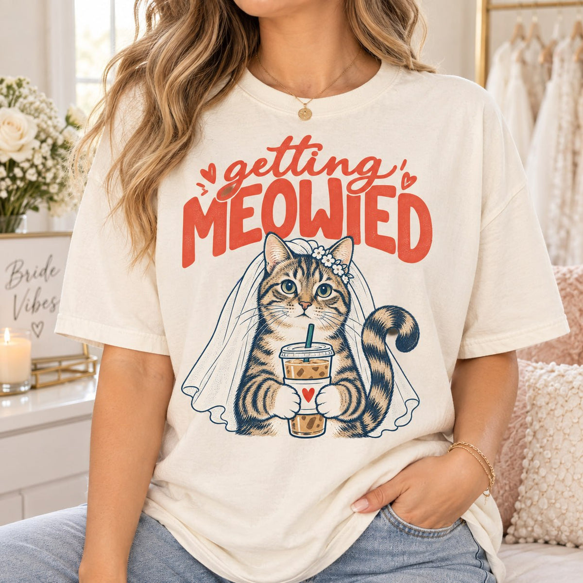 Personalized Getting Meowied Cat Photo Comfort Colors Tee