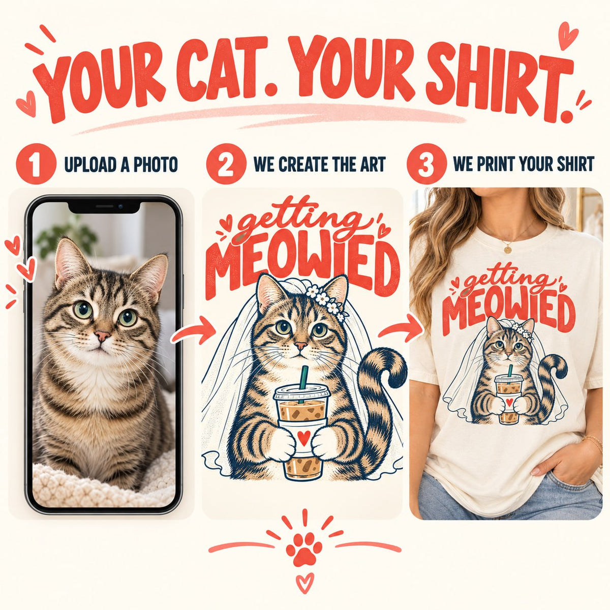Personalized Getting Meowied Cat Photo Comfort Colors Tee