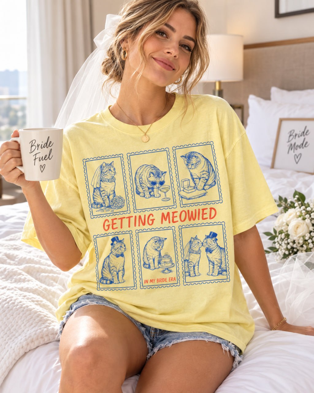 Getting Meowied & Mr. Purr-fect Cat Couple Comfort Colors Tees